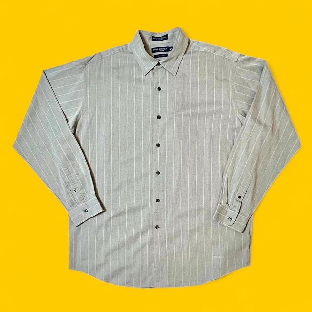 Daniel Cremieux Collection Striped Dress Shirt XL Tailored Fit 100% Cotton